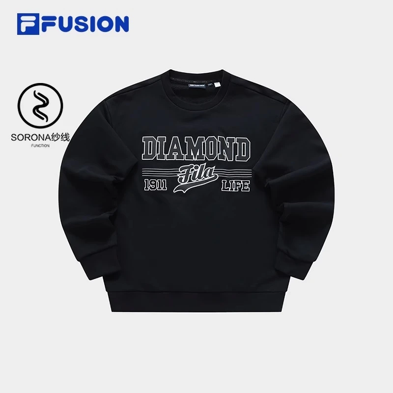 FILA斐乐潮牌时尚针织套头衫23冬新款秋冬宽松加绒卫衣T11M342210