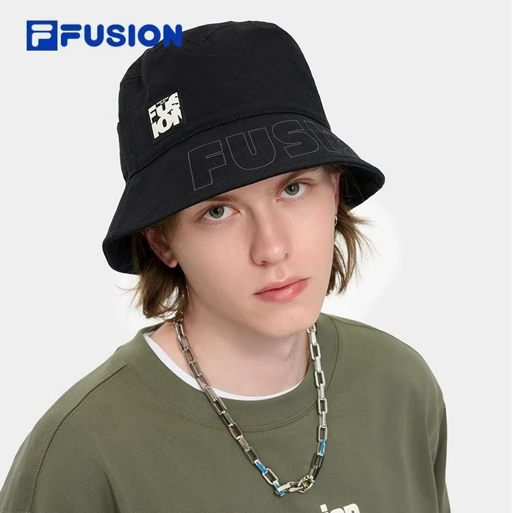 FILA FUSION斐乐潮牌遮阳款圆帽2024秋季新款夏季户外盆帽渔夫帽