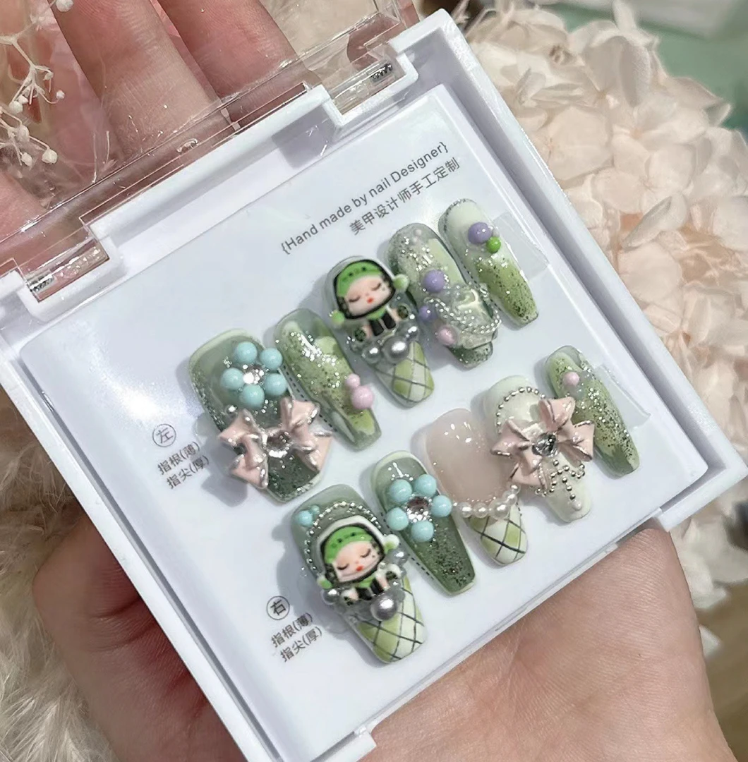 【流浪者】手工手绘穿戴甲泡泡玛特可拆卸光疗可反复使用美甲