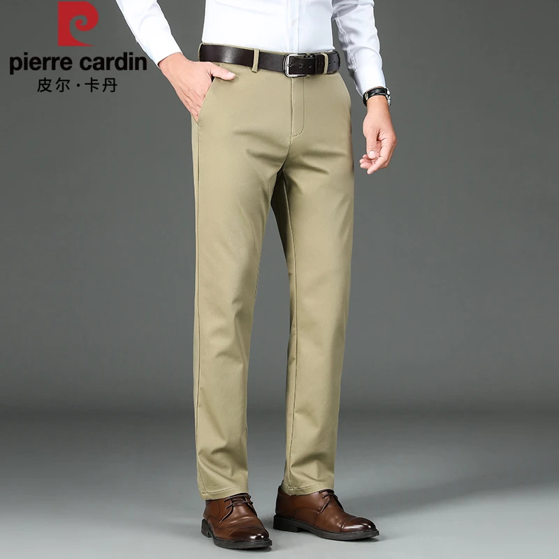 皮尔卡丹秋冬【竹纤维】厚款休闲裤男士宽松直筒裤高腰弹力商务长裤