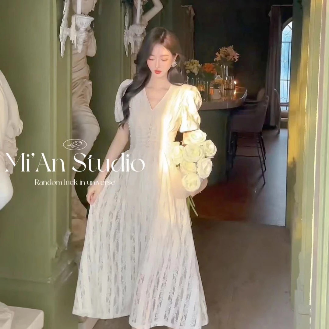 氛围感连衣裙显瘦时尚夏季法式收腰长裙iris839