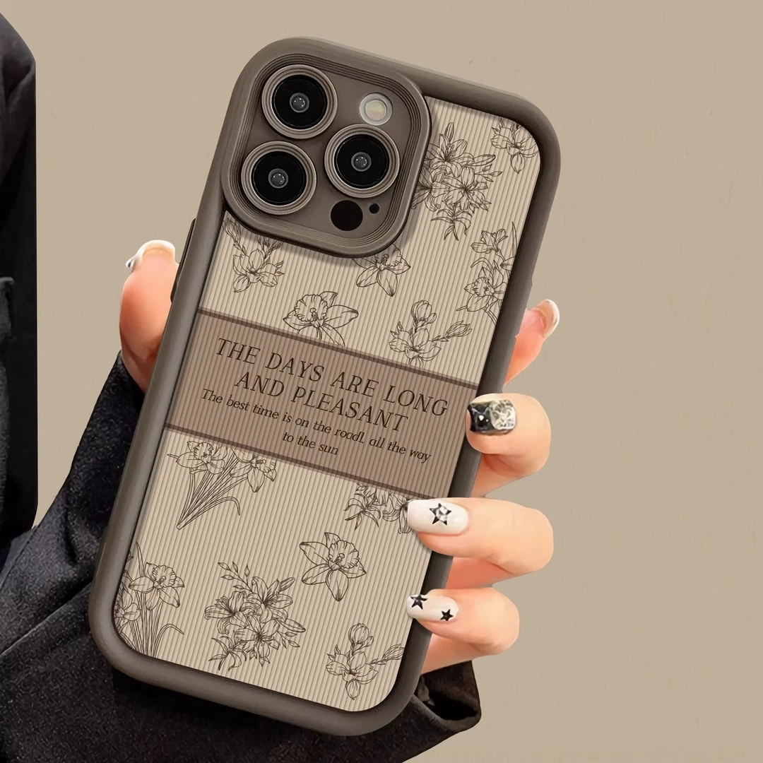 适用苹果15promax手机壳iphone14全包13防摔新款简约时尚复古花朵