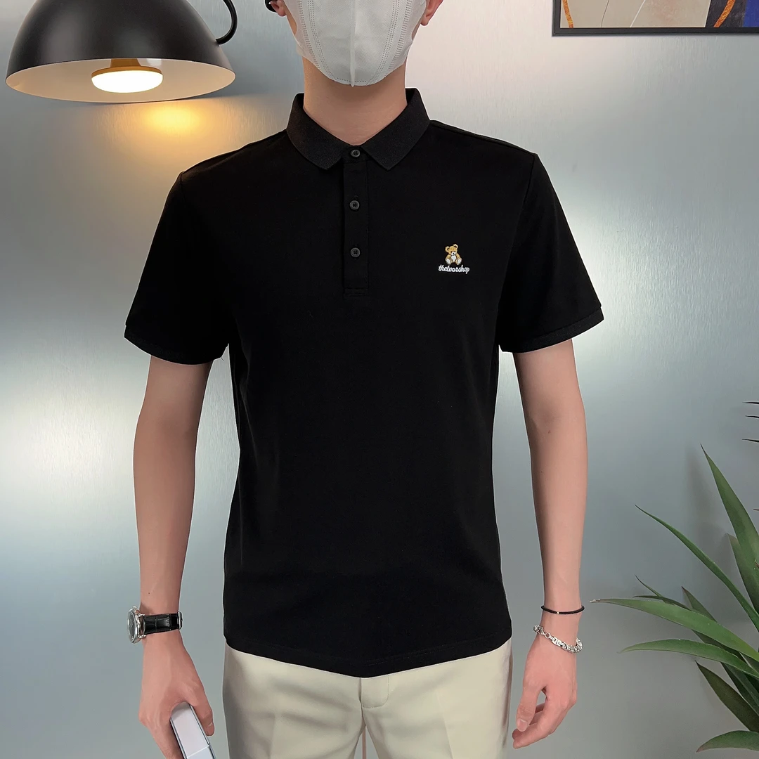 荣贸翻领短袖polo衫男潮牌夏季t恤韩版修身刺绣新款百搭体恤上衣