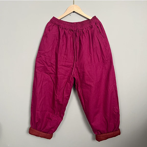 凤儿-冬款新款亚麻加厚棉裤老爹裤保暖休闲显瘦高腰