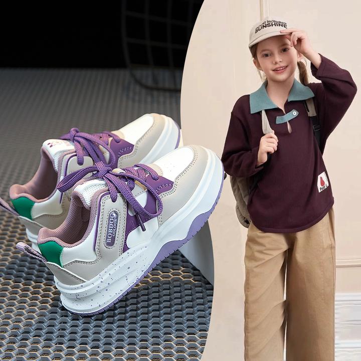 巴布豆卡乐女童运动鞋男女童板鞋爆款2024秋季新款6-12岁男女童鞋