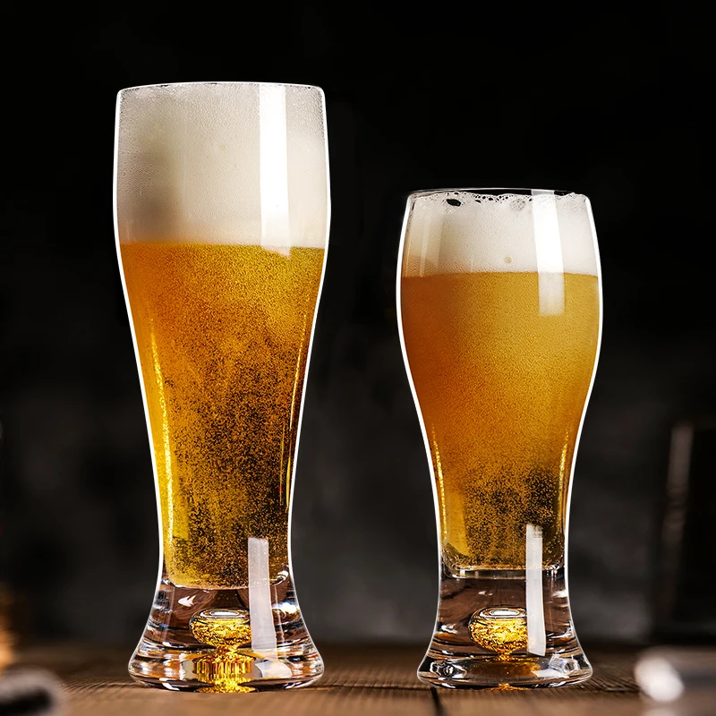 曼薇水晶玻璃啤酒杯欧式精酿杯子网红创意金箔扎啤杯家用超大容量