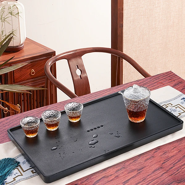 禅意合金石茶盘简约轻奢现代新中式干泡台茶具