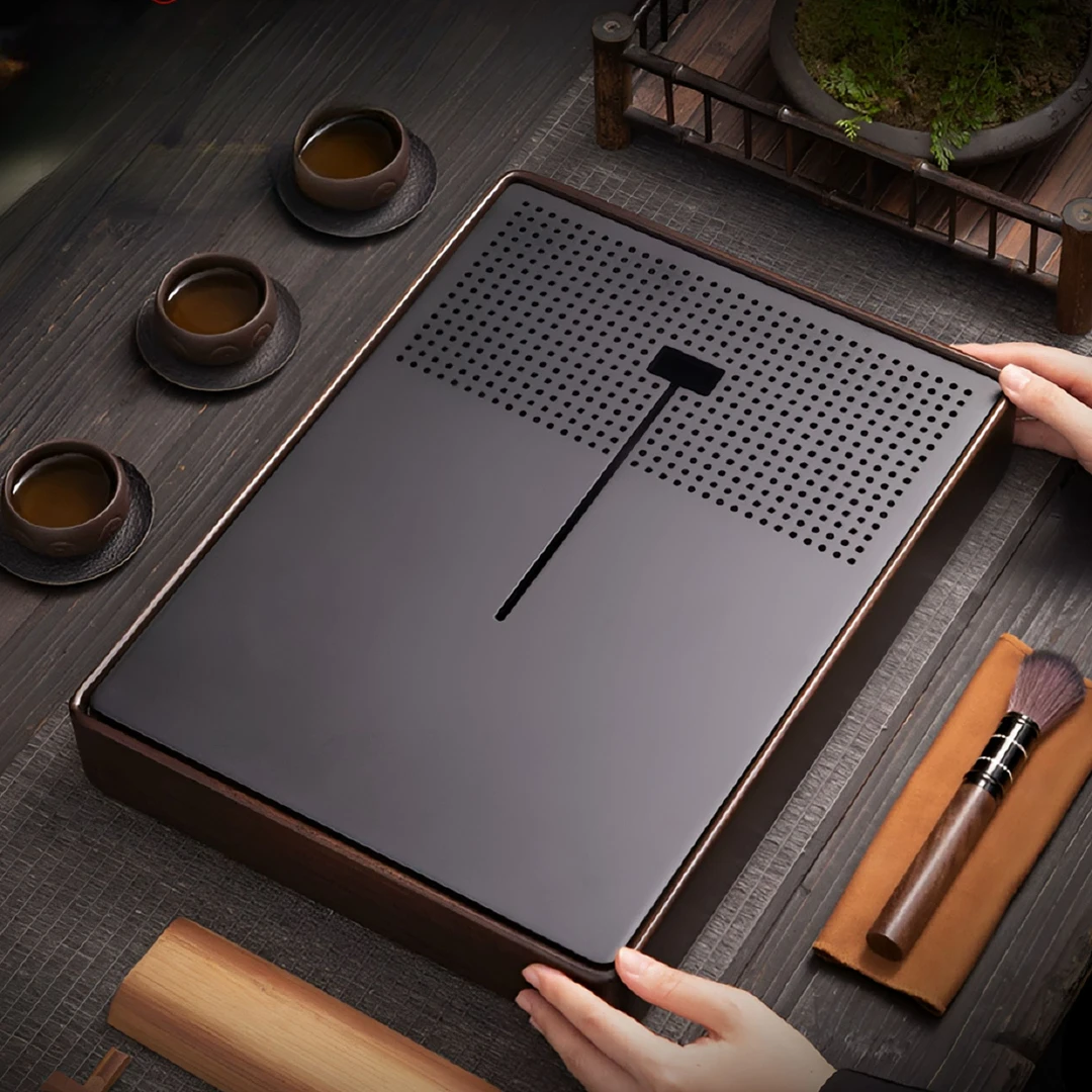 新款高档电木实木茶盘简约沥水家用桌面茶具蓄储水式干泡台托盘