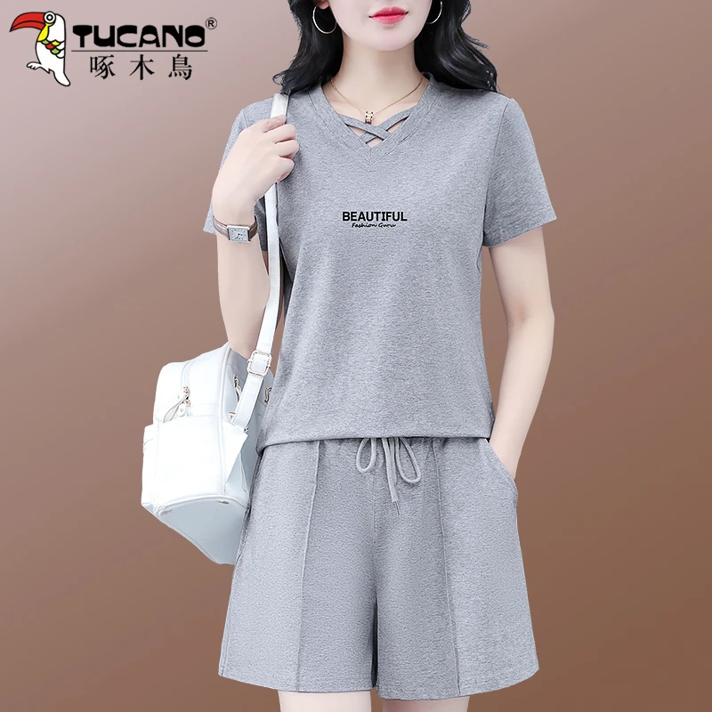 【官方】啄木鸟运动服套装女2026年新款夏季女士洋气跑步休闲两件套