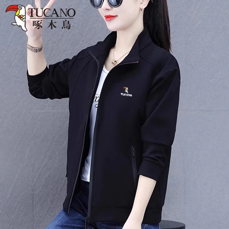 【官方】啄木鸟正品外套女2025年春秋新款中年妈妈开衫卫衣上衣外穿