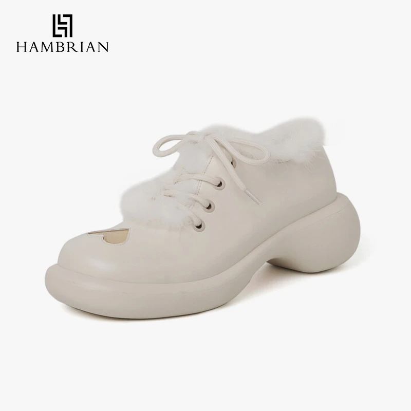 【美娇粉丝专属】寒纪HAMBRIAN爱心乖巧甜美加绒毛毛小皮鞋9606