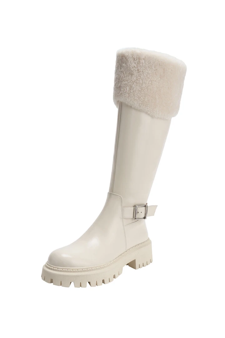 【馨儿专享】MILAR 女士时尚百搭真羊毛气质瘦瘦靴粗跟秋冬长筒2278