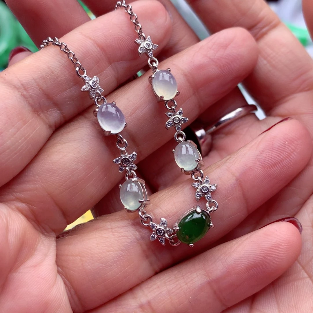 翡翠颈饰银S925镶嵌翡翠