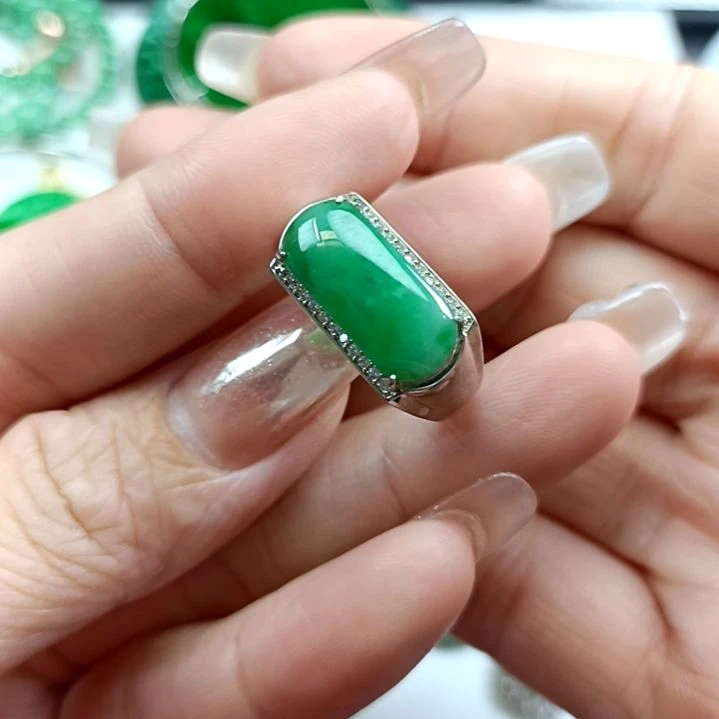 翡翠颈饰银S925镶嵌翡翠成品