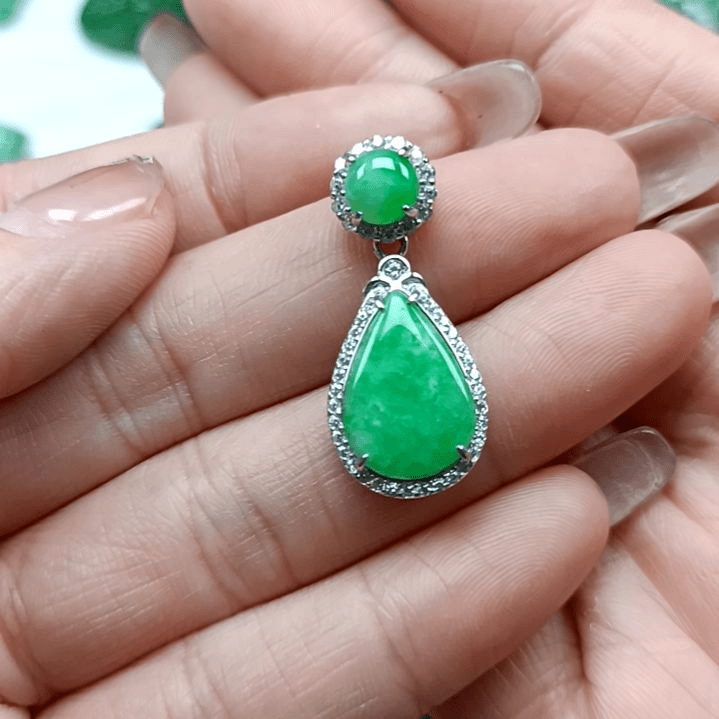 翡翠颈饰银S925镶嵌翡翠成品