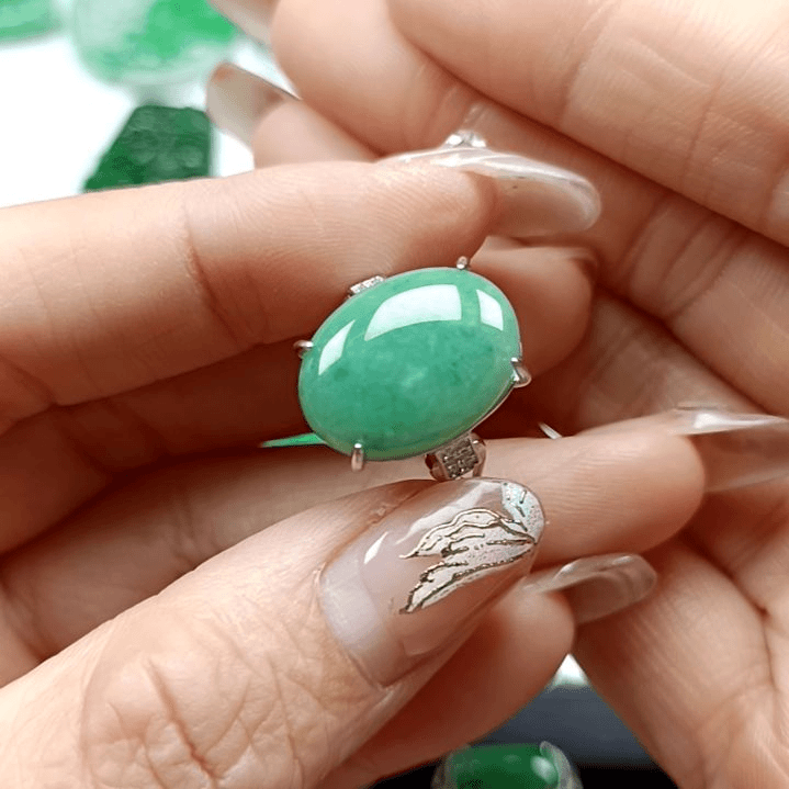 翡翠颈饰银S925镶嵌翡翠成品