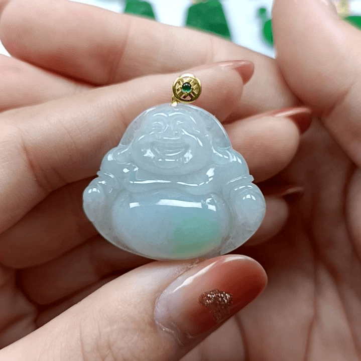 翡翠颈饰18K金镶嵌翡翠成品