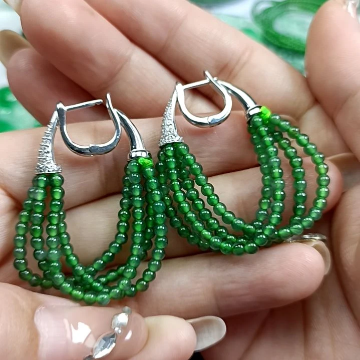翡翠颈饰银S925镶嵌翡翠成品