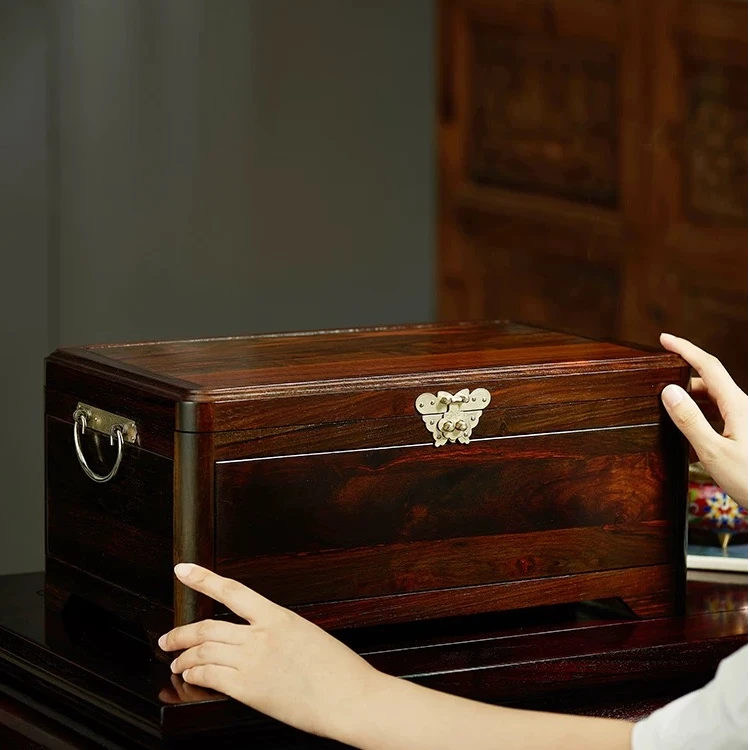 红酸枝龙凤呈祥彩礼嫁妆箱巴里黄檀结婚首饰箱红木工艺品