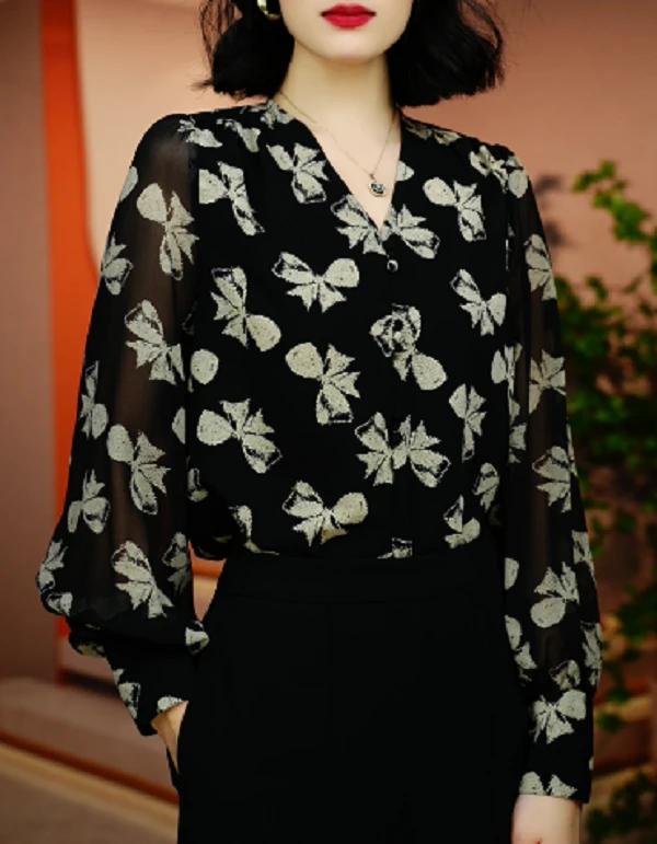 气质长袖时尚复古印花碎花显瘦网红春季显瘦遮肉S0586922