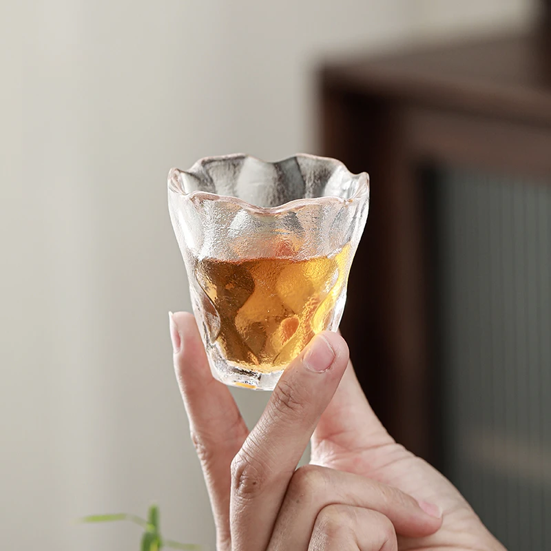 日式加厚耐热玻璃小茶杯品茗杯耐热功夫茶杯单杯主人杯个人杯家用