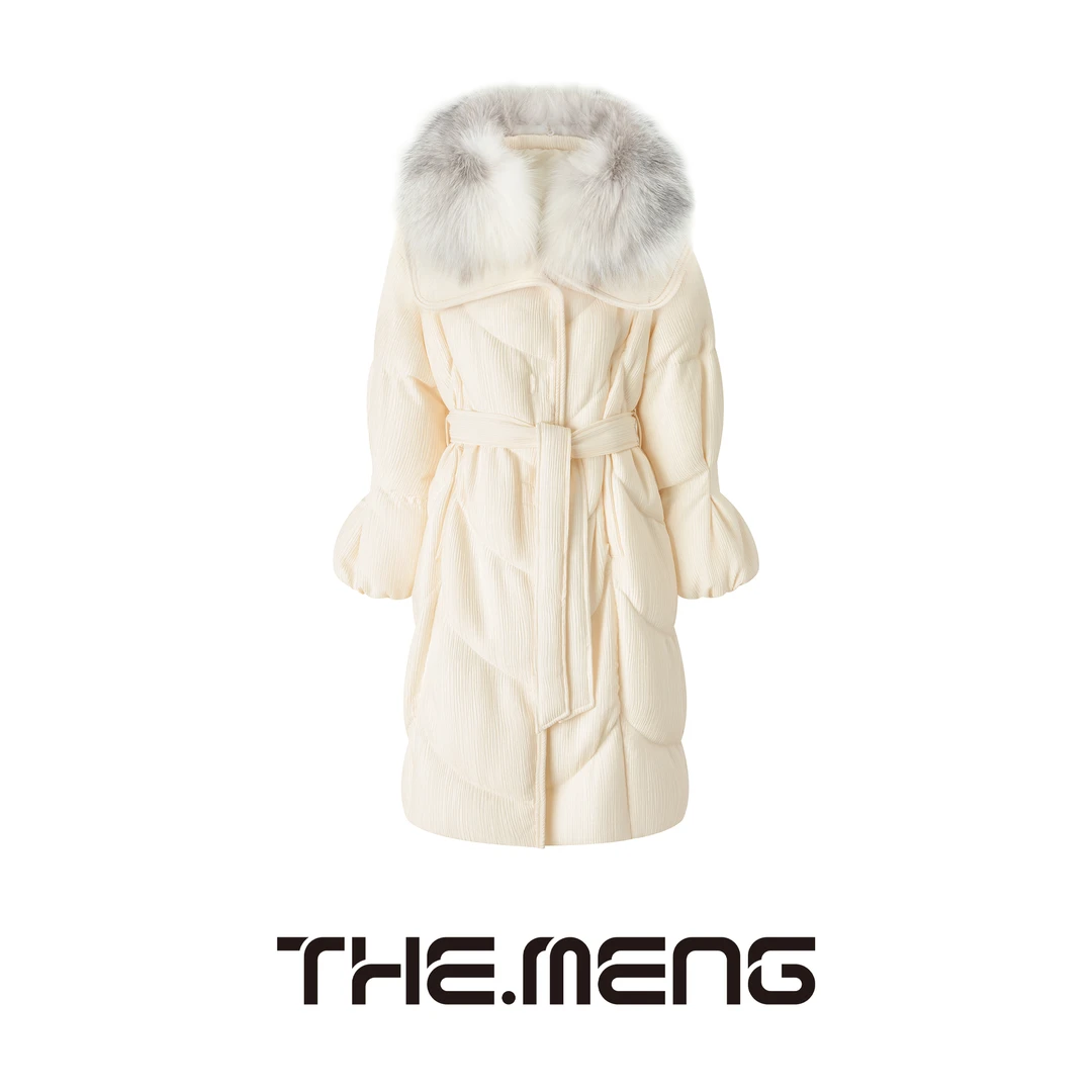 THE MENG【青丘】90鹅绒收腰显瘦十字狐毛领羽绒服#M234N068