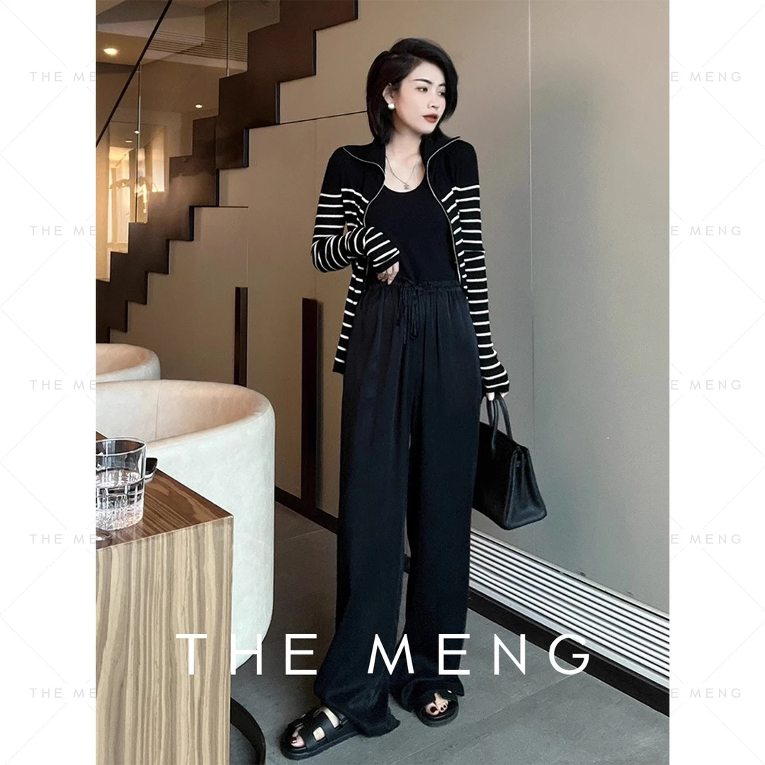 THE MENG【青川】抽绳垂感直筒舒适阔腿显瘦拖地裤#KF9801