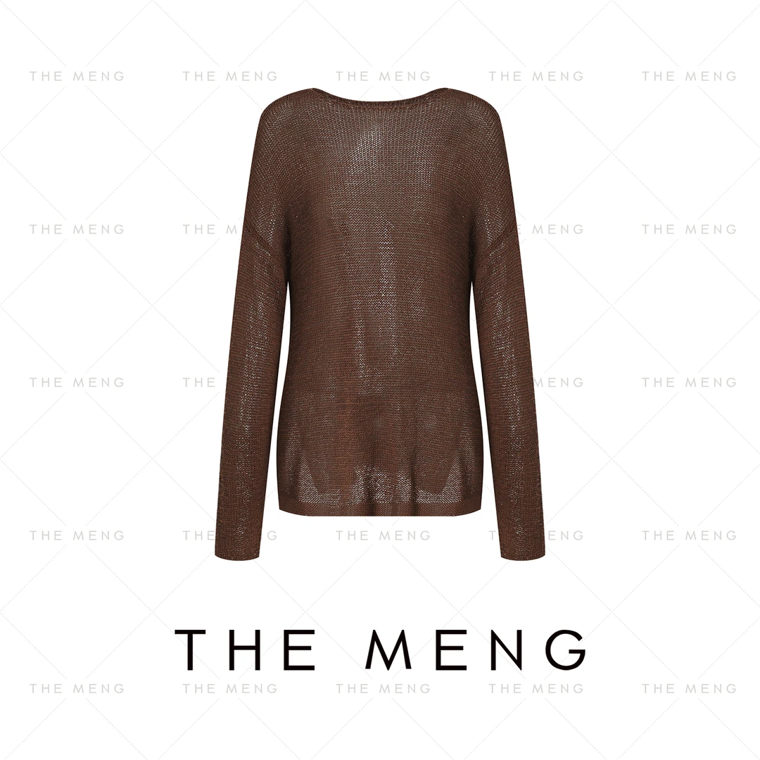 THE MENG【通透感】精梳新疆棉带子花纱微弹长袖打底衫#M243E0294