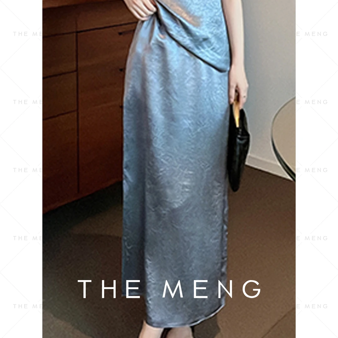 THE MENG【假日初见】凉感醋酸纯色百搭纯色修身显瘦半身裙#BH5134