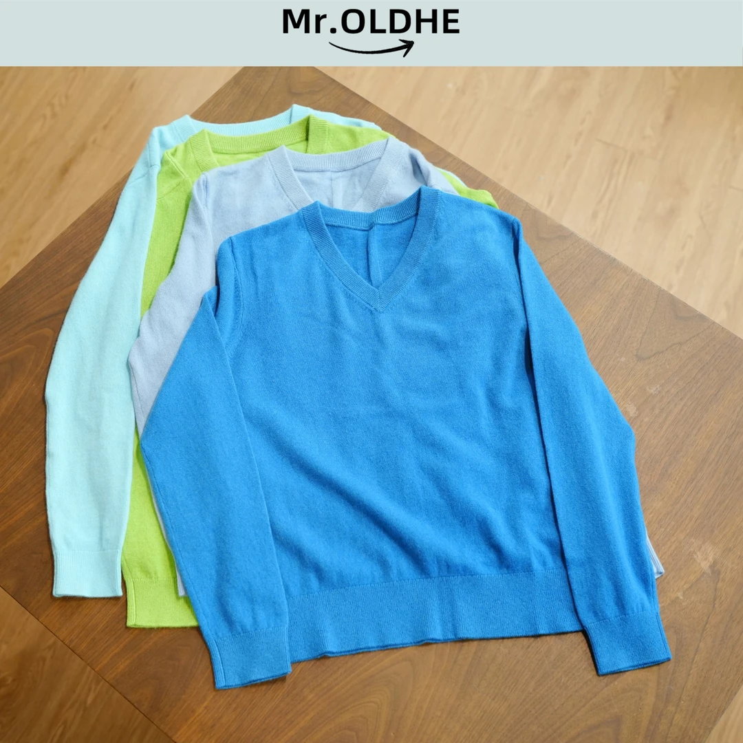 康赛妮羊绒多色V领长袖柔软舒适长袖时尚休闲纯色针织毛衫