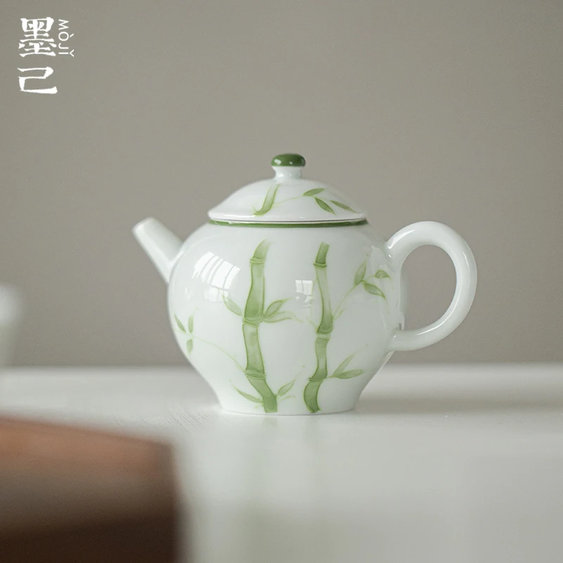 墨己玉泥-有田烧青竹-大肚茶壶