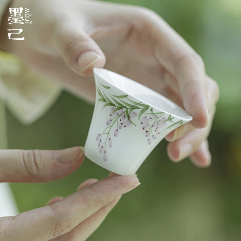 墨迹-玉泥-云饶紫藤-撇口茶杯