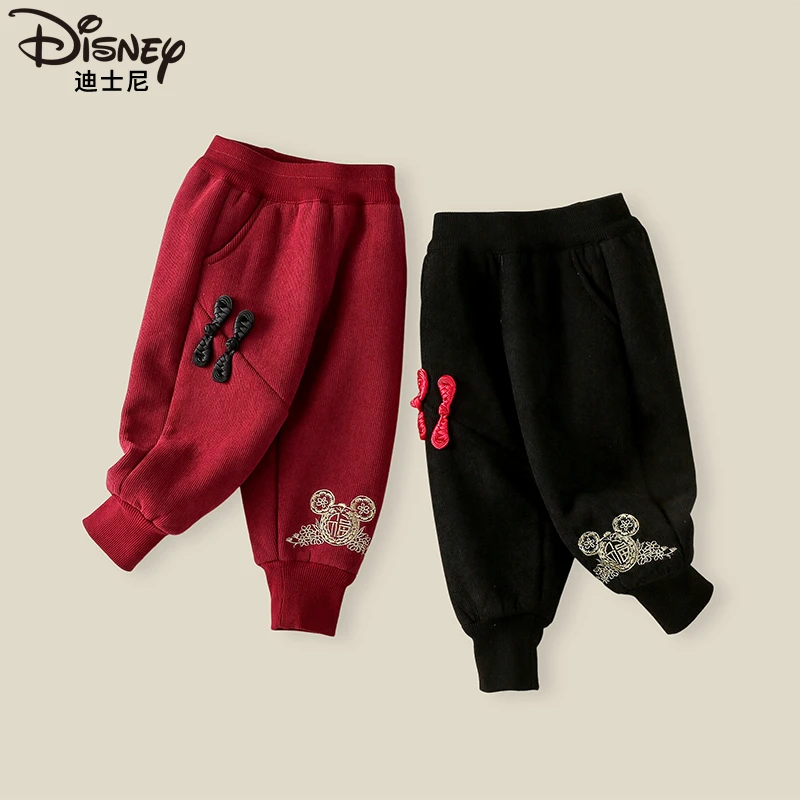 Disney/迪士尼儿童冬装裤子新年款加绒加厚保暖长裤卫裤XOE4ZK239