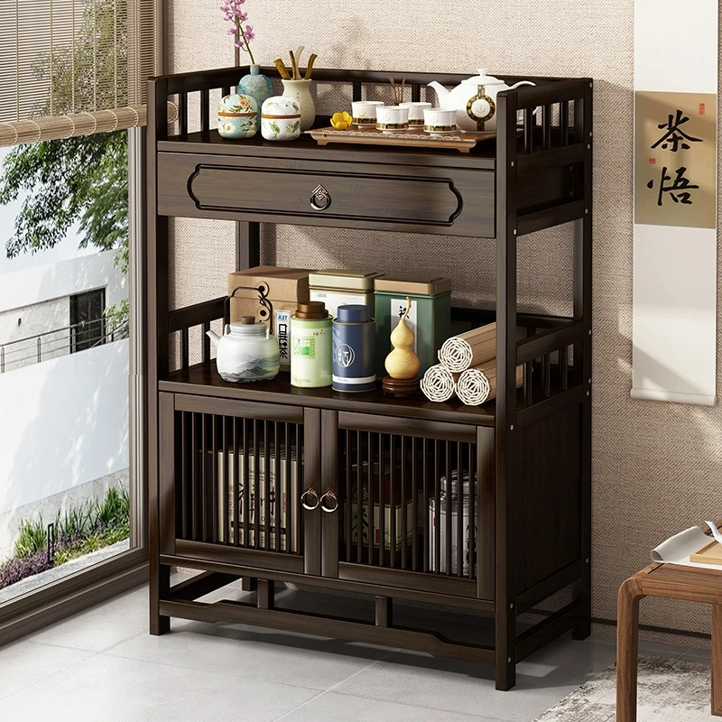 茶柜置物架茶水柜办公室博古架小型茶桌边茶叶架展示柜茶具收纳柜