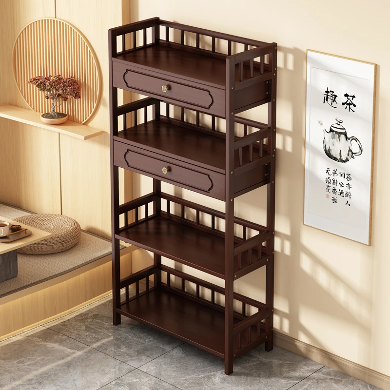 博古架家用茶叶柜非实木置物架茶室摆放架子中式客厅收纳储物边柜