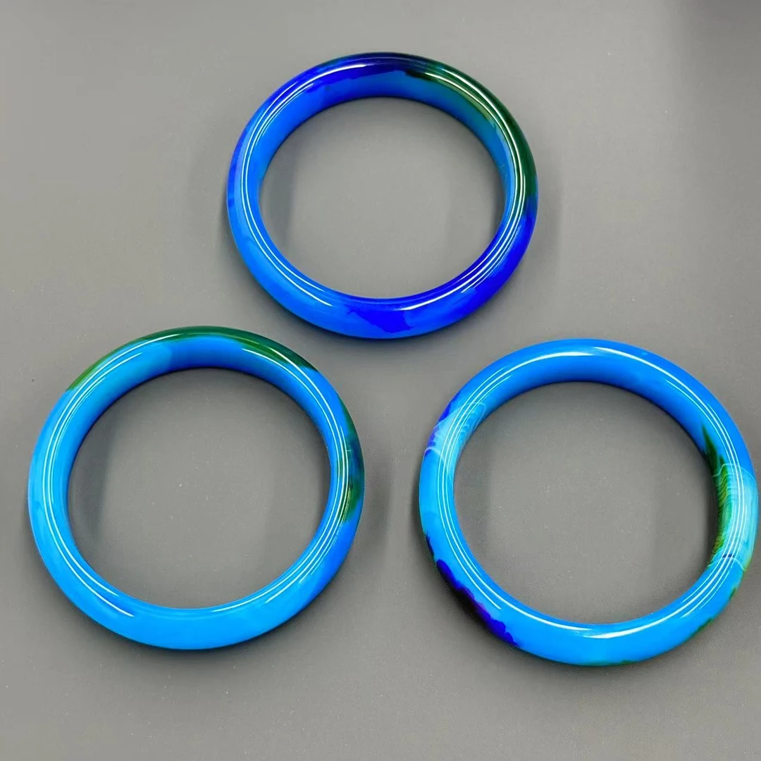 【符老板w】s1081-复古素圈宽条星际蓝玛瑙美人镯-多样性只发一件