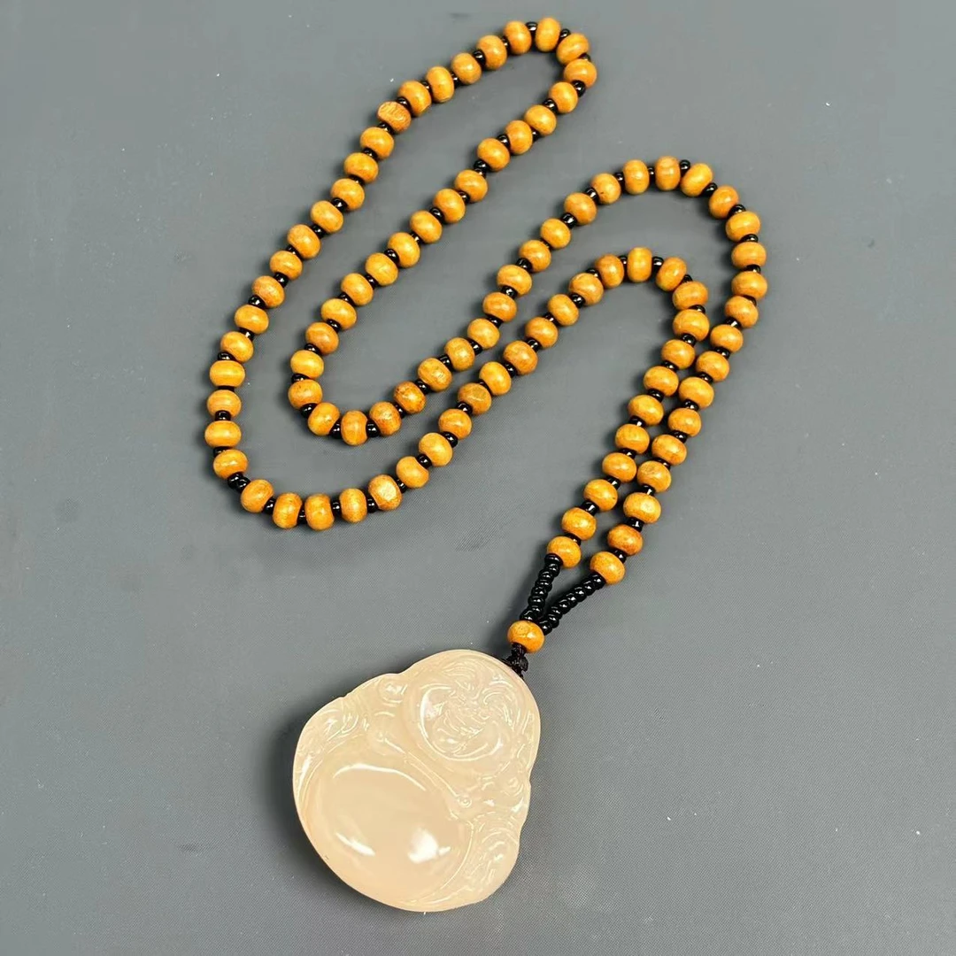 【符老板w】y2030-国风匠心双面西柚粉石英质玉佛公吊坠-赠礼盒-PJ5