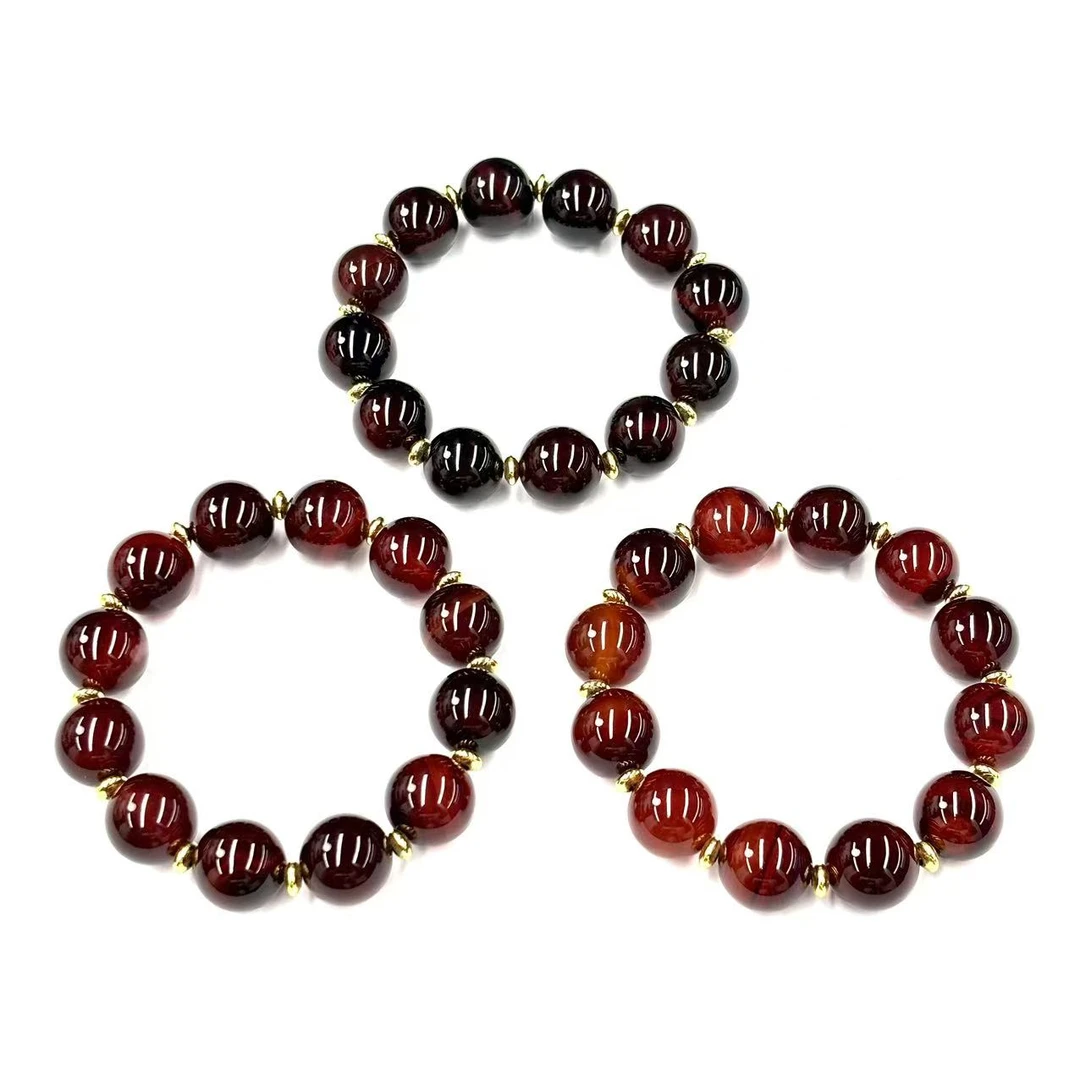 【符老板w】s1163-设计款棕红玛瑙桶珠手串-赠礼盒多样性只发一件