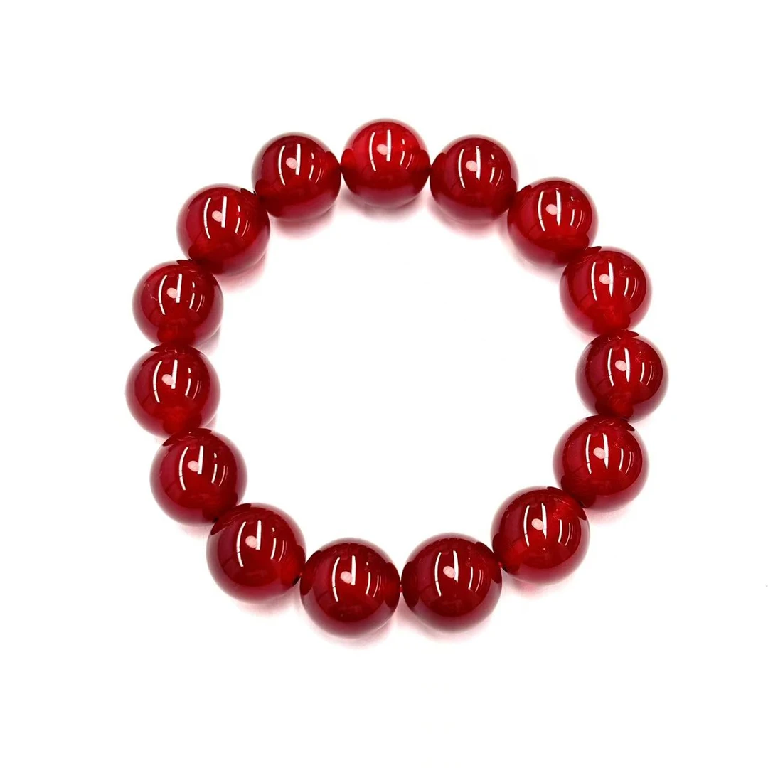 【符老板w】s1248-复古设计款红景玛瑙圆珠手串-赠礼盒