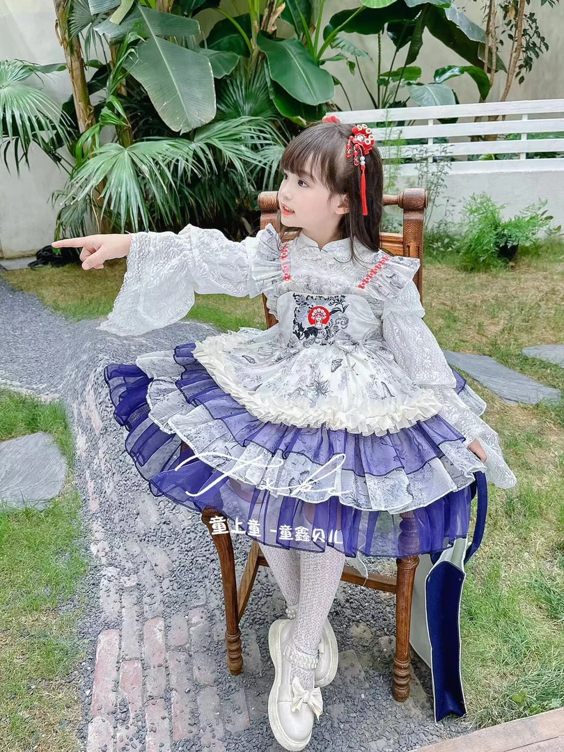 R957【霸王别姬洛丽塔】四季洛丽塔连衣裙2024甜美女童