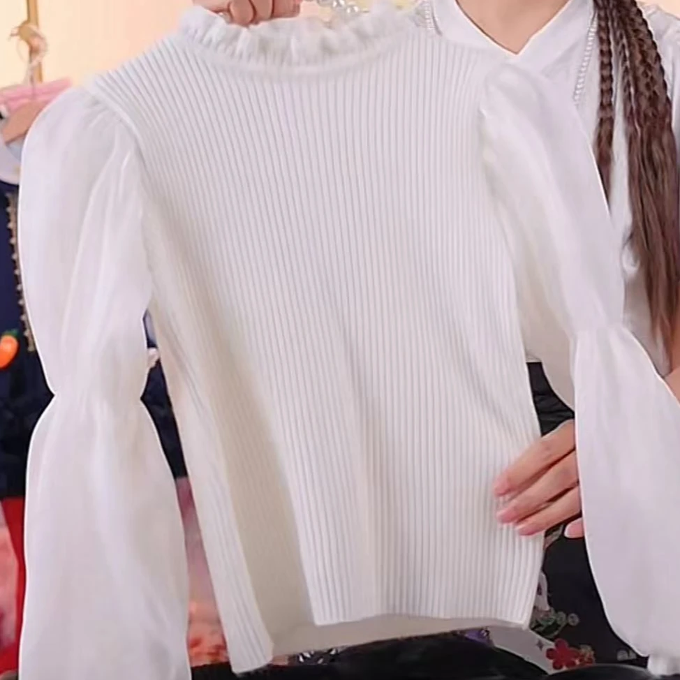 R348淑女【泡泡袖万能打底毛衣】秋冬季毛衣秋冬打底