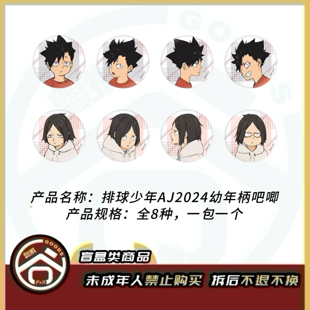 【现货】排球少年AJ2024幼年柄徽章吧唧 全8种【盲盒】