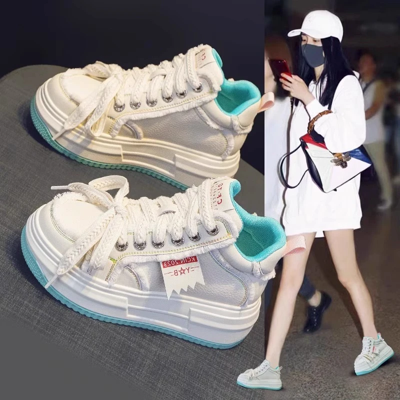 香港休闲高帮小白鞋女春秋季新款轻便百女士女款秋季复古高帮板鞋