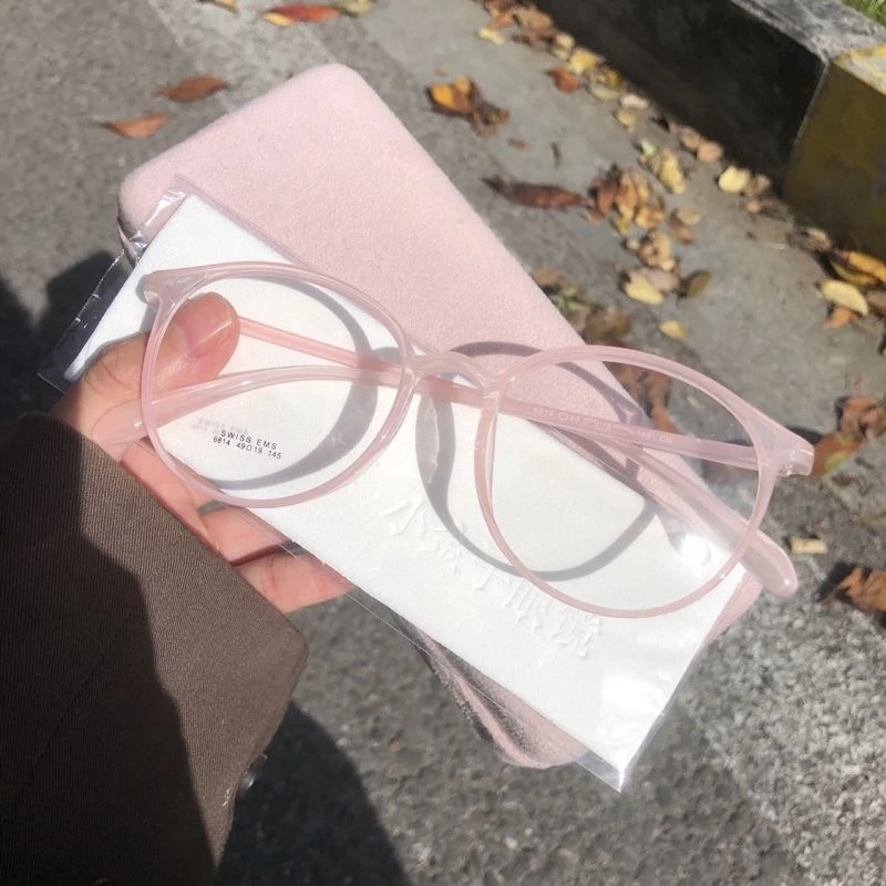 粉色眼镜框女网红圆形配有度数平光无度数护目镜小红书同款防蓝光