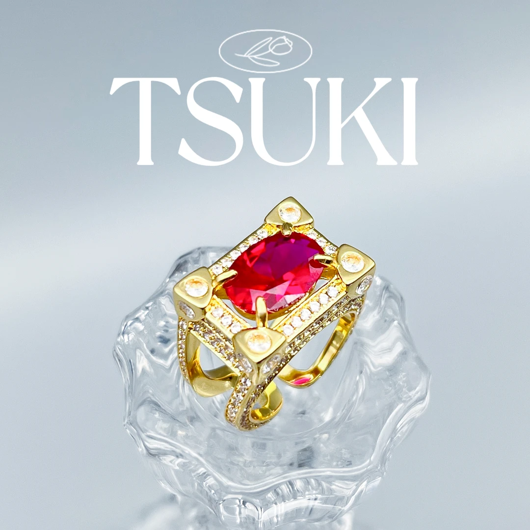 铜合金戒指 法式优雅【国王宝箱】轻奢满镶红色戒指J135