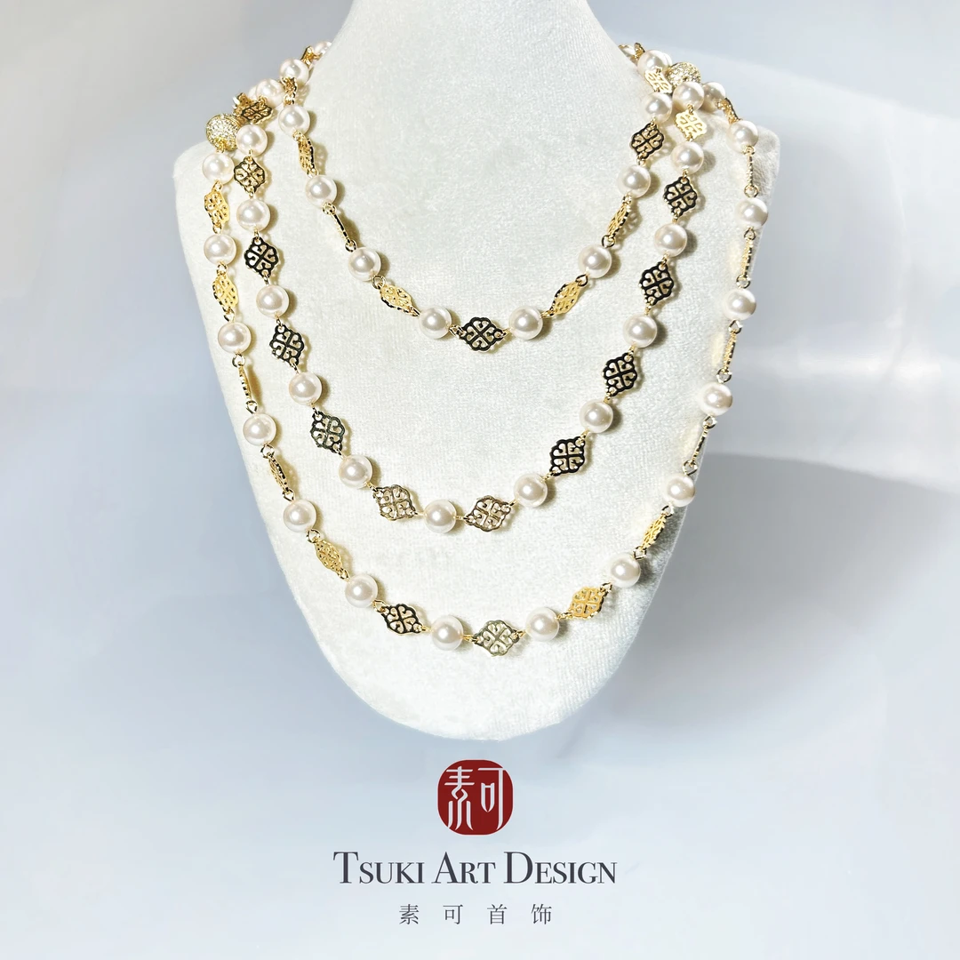 铜合金项链 法式优雅【米兰达】轻奢复古时尚一款多戴8mm毛衣链X340