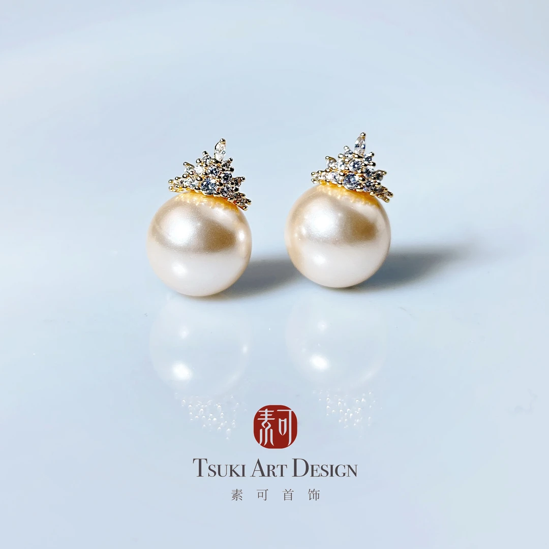 铜合金耳饰 法式优雅【茉莉耳环】约16mm经典冰雪款香槟套装TE1