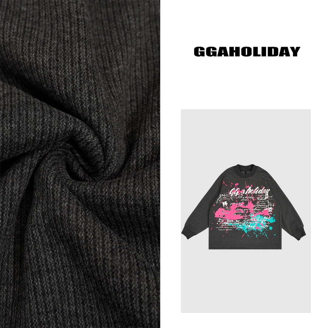 2024轻奢高级感早秋新款美式街头涂鸦印花圆领卫衣+裤 144058/59