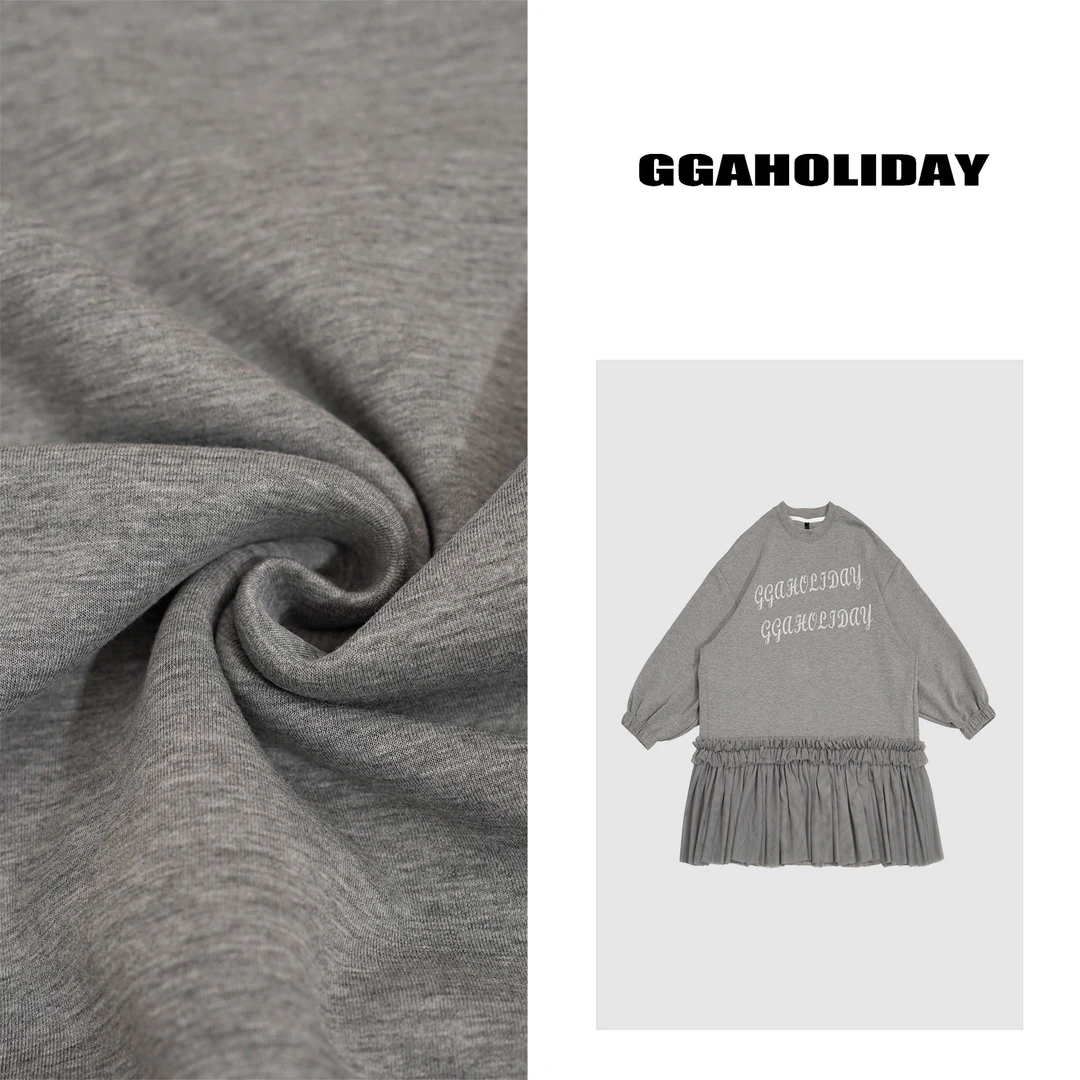 设计师原创新款美式轻奢精致百搭潮流芭蕾风卫衣连衣裙-151033