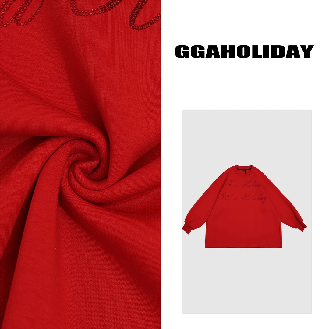 2025早春新款轻奢高级感美式街头字母烫钻圆领加绒卫衣 151005